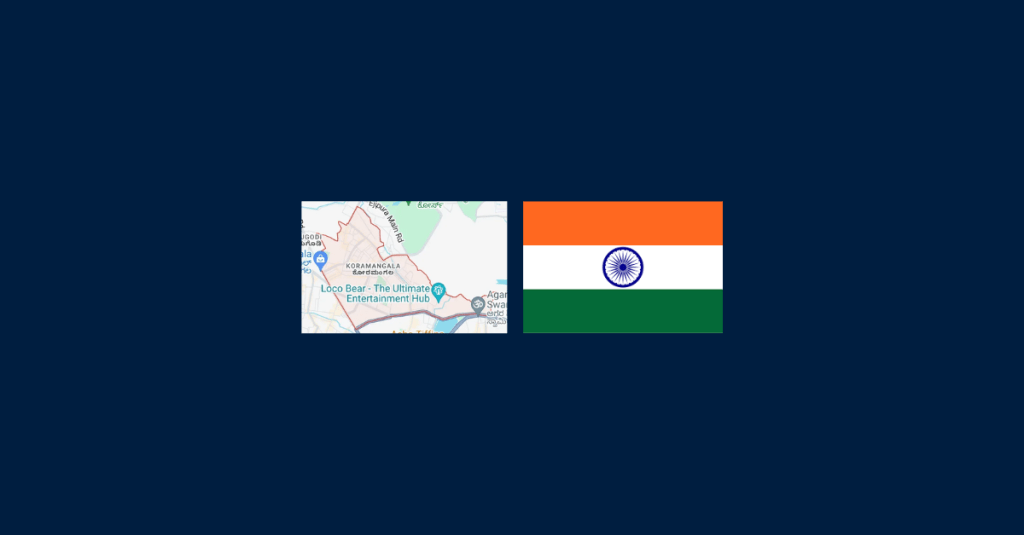 Image showing the Koramangala map and India flag for poem on Independence Day in Koramangala Bangalore.